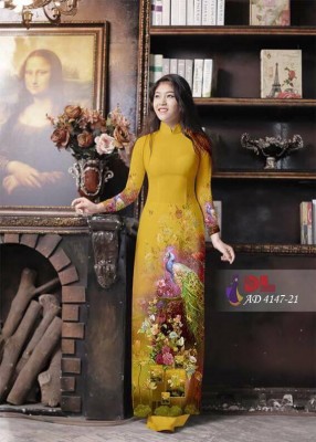 Vải áo dài chim Công-DT 3366