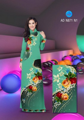 Vải áo dài hoa Hồng sang trọng-DT 3373
