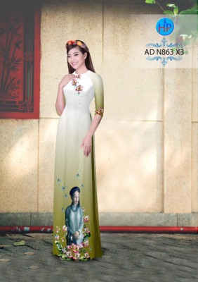 Vải áo dài hình thiếu nữ-DT 3375