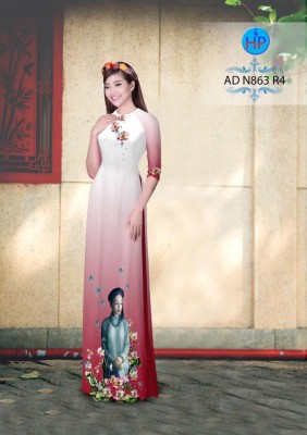 Vải áo dài hình thiếu nữ-DT 3375