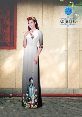 Vải áo dài hình thiếu nữ-DT 3375
