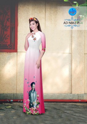 Vải áo dài hình thiếu nữ-DT 3375