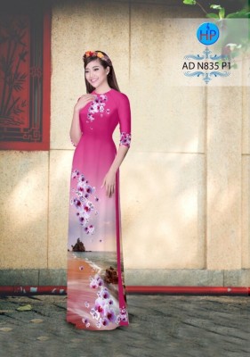 Vải áo dài hoa cảnh-DT 3386