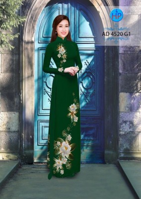 Vải áo dài hoa Súng trắng-DT 3387