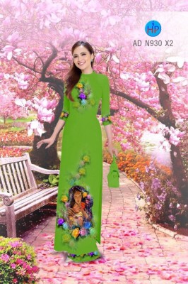Vải áo dài hình mẹ bồng con-DT 3394