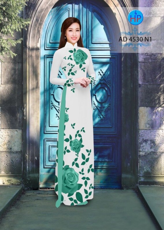 Vải áo dài hoa Hồng