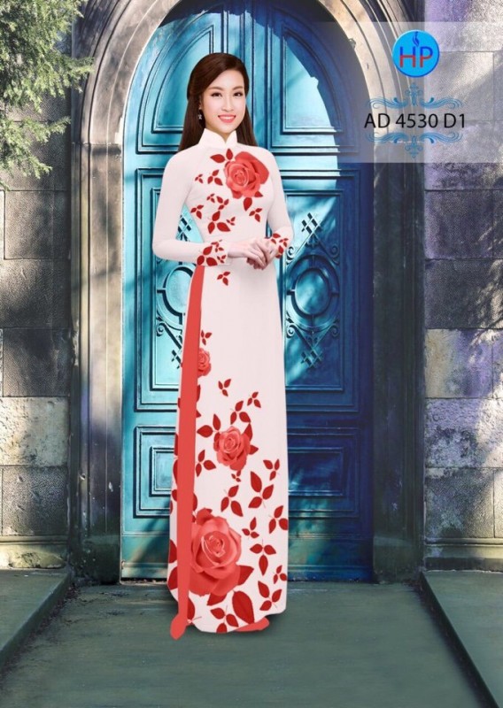 Vải áo dài hoa Hồng