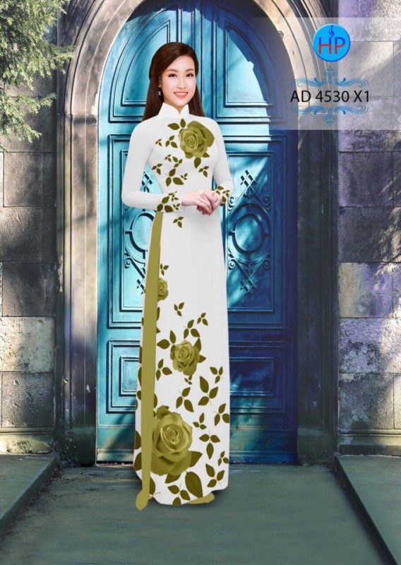 Vải áo dài hoa Hồng