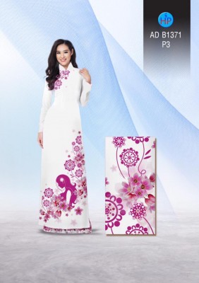 Vải áo dài hoa và thiếu nữ-DT 3419