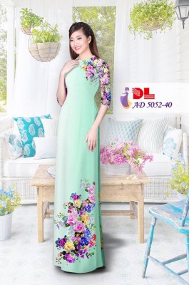 Vải áo dài hoa nhỏ trên dưới-DT 3430