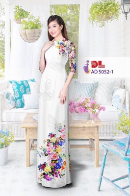 Vải áo dài hoa nhỏ trên dưới-DT 3430