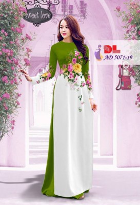 Vải áo dài hoa chùm đẹp-DT 3433