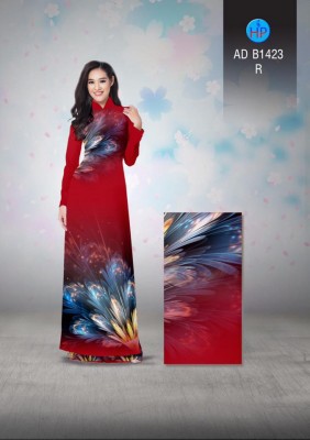 Vải áo dài hoa lập thể-DT 3437