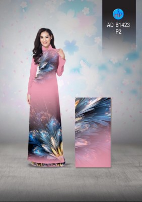 Vải áo dài hoa lập thể-DT 3437