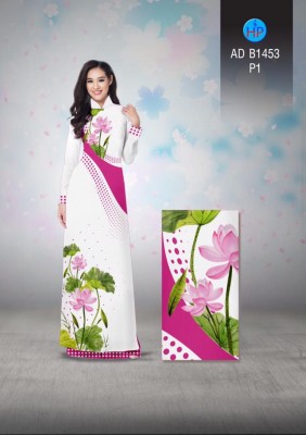 Vải áo dài hoa Sen đẹp-DT 3453