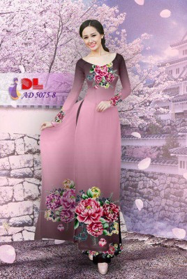Vải áo dài hoa cúc 3D-DT 3467