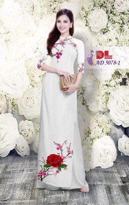 Vải áo dài hoa hồng-DT 3468