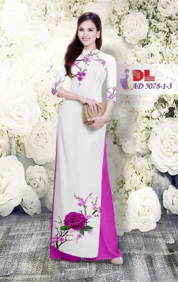 Vải áo dài hoa hồng-DT 3468