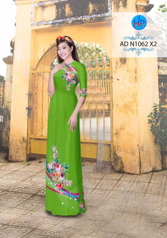 Vải áo dài hoa Hồng trên dưới