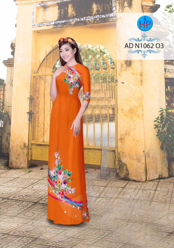 Vải áo dài hoa Hồng trên dưới