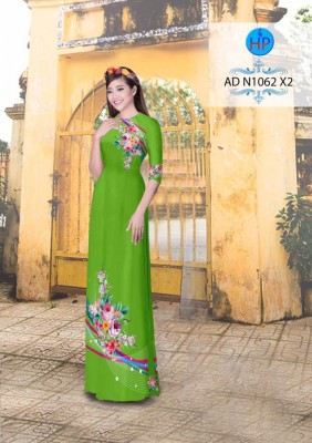 Vải áo dài hoa Hồng trên dưới-DT 3501