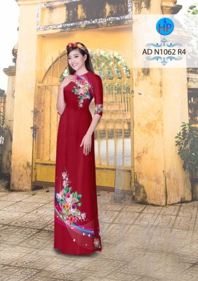 Vải áo dài hoa Hồng trên dưới-DT 3501