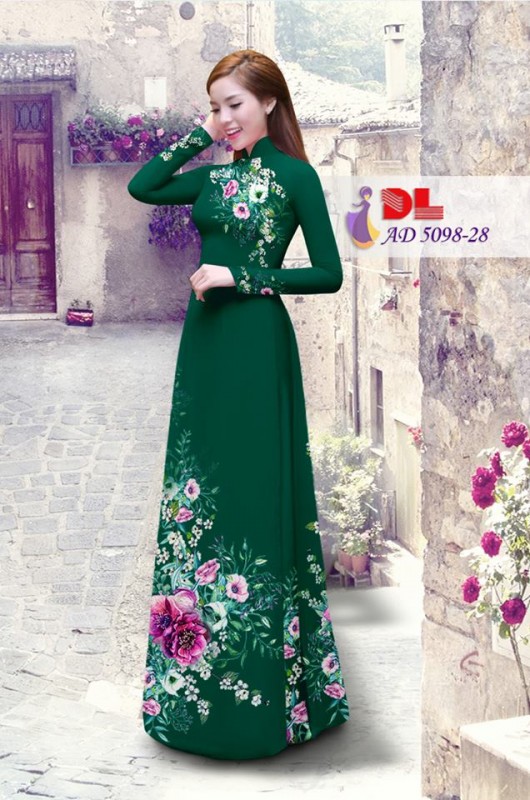 Vải áo dài hoa chùm trên dưới