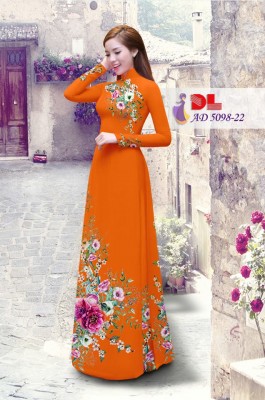 Vải áo dài hoa chùm trên dưới-DT 3518