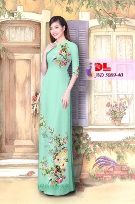 Vải áo dài hoa và chim-DT 3520