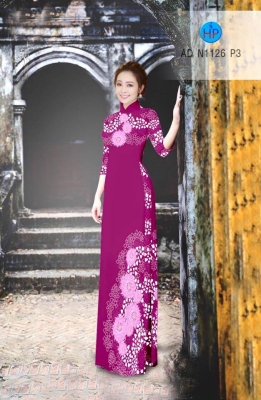 Vải áo dài hoa trên dưới-DT 3581