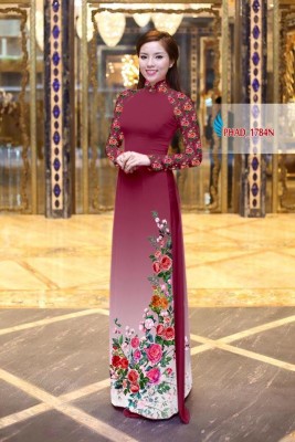 Vải áo dài hoa hồng đẹp-DT 3605