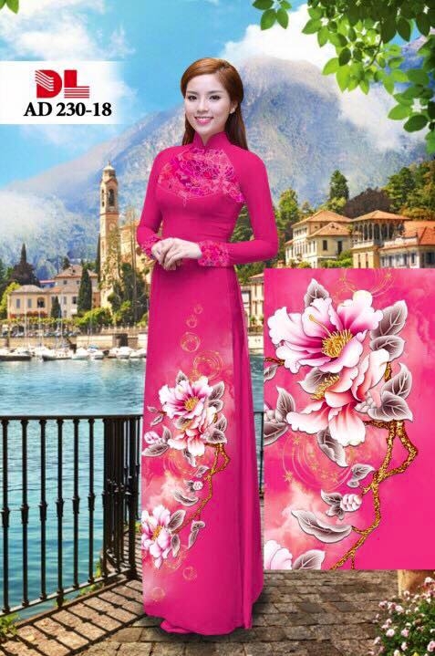 Vải áo dài hoa 3D