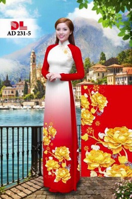 Vải áo dài hoa vàng 3D-DT 3619