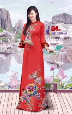 Vải áo dài hoa mẫu đơn-DT 3654