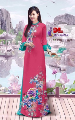 Vải áo dài hoa mẫu đơn-DT 3654