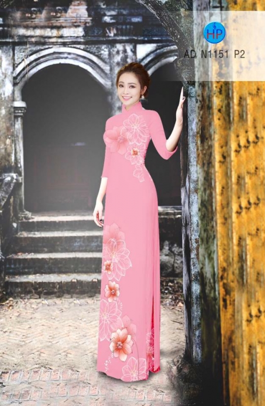 Vải áo dài hoa trên