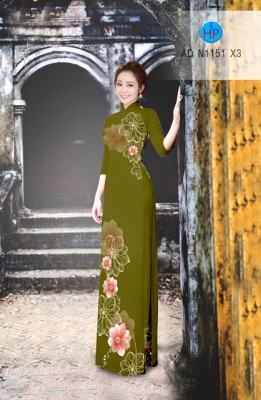 Vải áo dài hoa trên-DT 3687