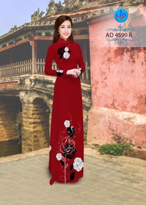 Vải áo dài hoa Hồng-DT 3712