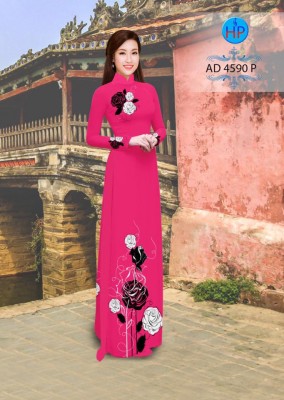 Vải áo dài hoa Hồng-DT 3712