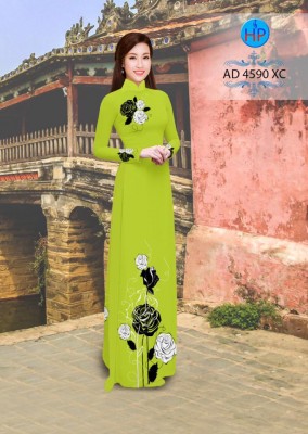 Vải áo dài hoa Hồng-DT 3712