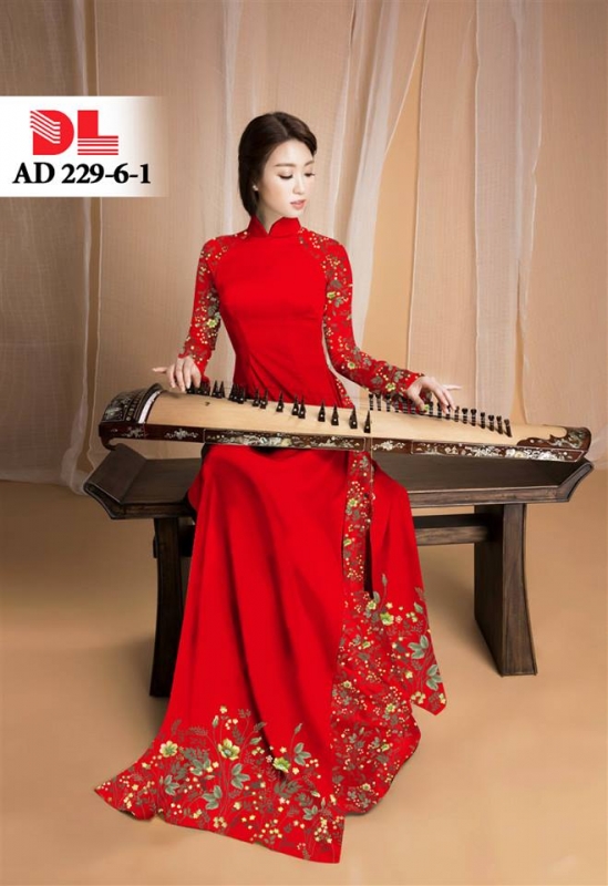 Vải áo dài trơn tay hoa