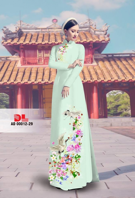 Vải áo dài hoa và chim