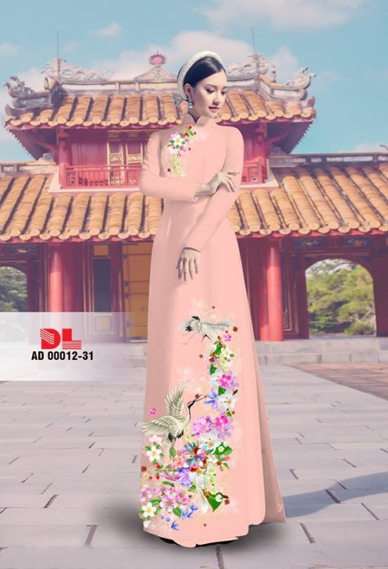 Vải áo dài hoa và chim