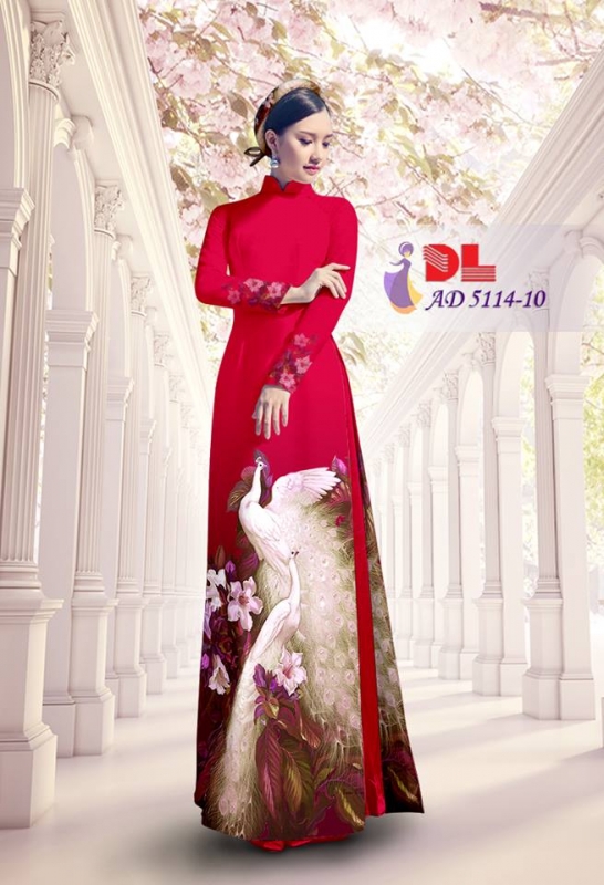 Vải áo dài chim Công