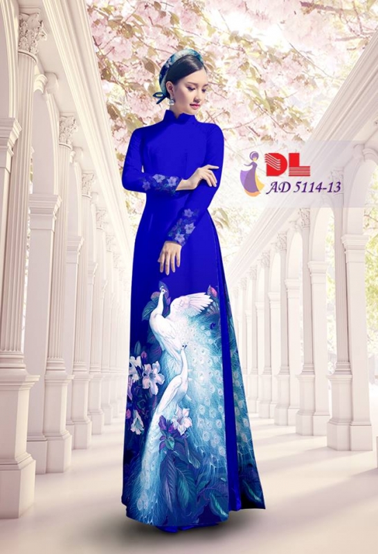 Vải áo dài chim Công