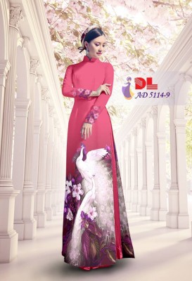 Vải áo dài chim Công-DT 3716
