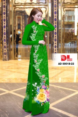 Vải áo dài hoa chạy dọc-DT 3717