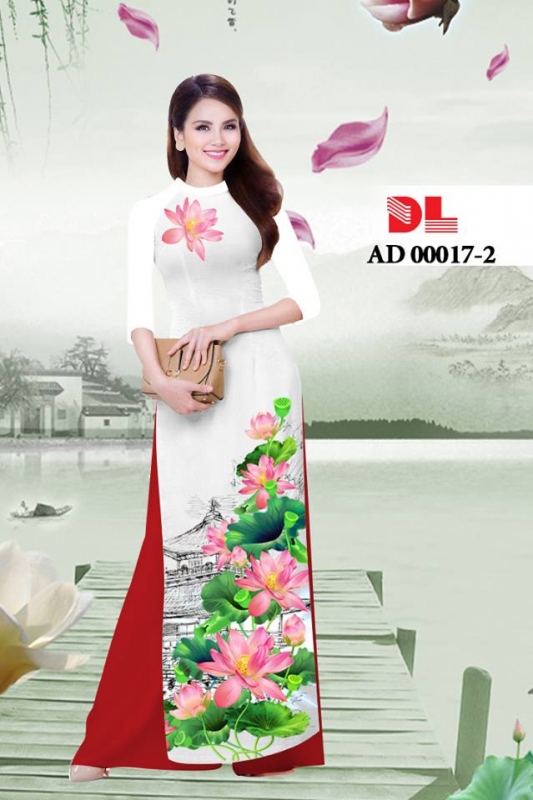 Vải áo dài phong cảnh hoa Sen