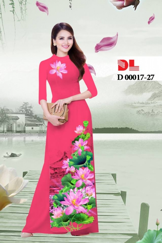 Vải áo dài phong cảnh hoa Sen