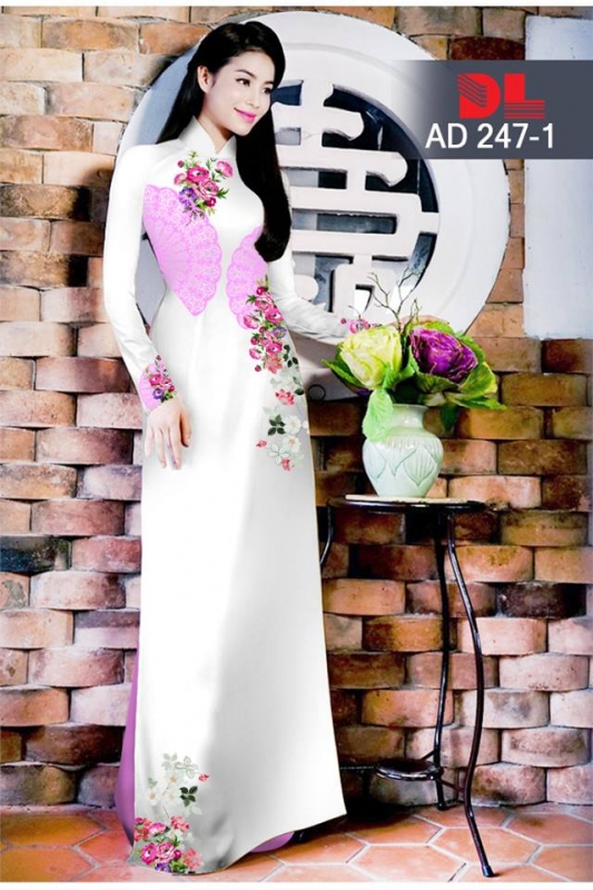 Vải áo dài họa tiết cây quạt